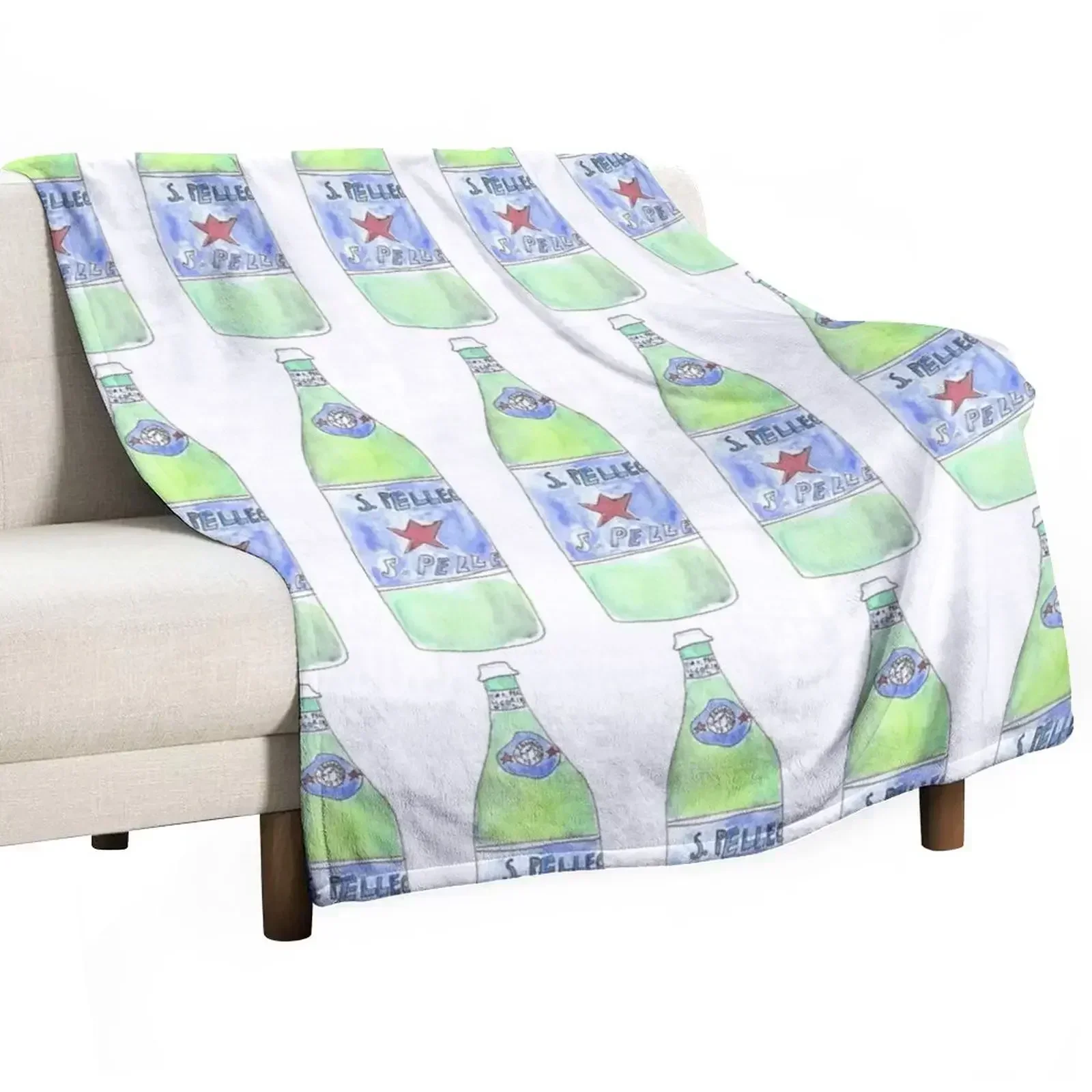 Manta para sofá de oficina, cama, con diseño de agua con gas San Pellegrino, cálida y cómoda