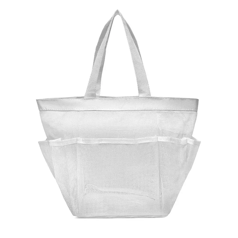 Mesh Shower Organizer Bag Black Lightweight with Spacious Compartments Portable for Bath and Outdoor Activities