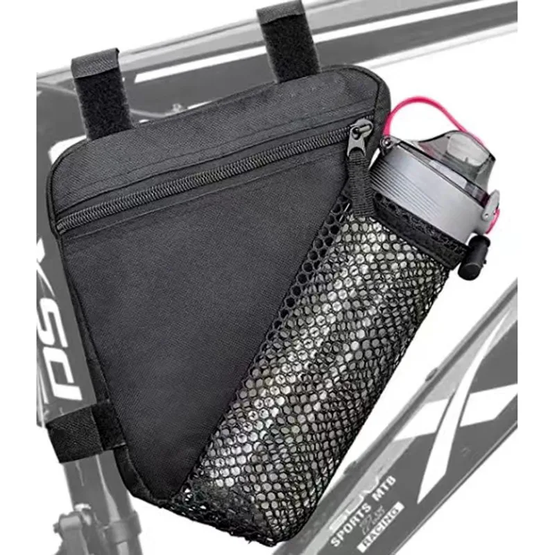 1 Stück Trekking-Camping-Outdoor-Radfahren Mountainbike-Dreieckstasche mit Wasserbecherhalter und Reißverschluss-Zubehör