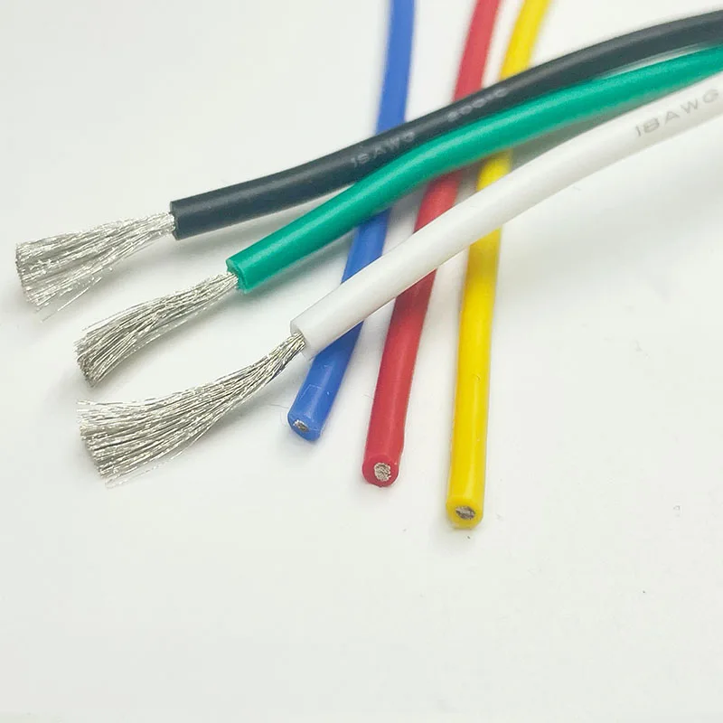 18 AWG Silicone Cable Soft 150 Strand 0.08mm Tinned Copper Wire High Temperature Resistant 18 Gauge Silicone Tinned Copper Wire