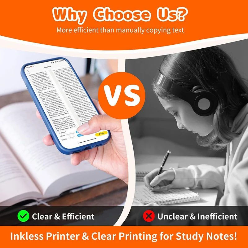 ミニポータブルプリンターインクレスステッカーメーカー、フリーカット小型ポケットプリンター、写真ジャーナルノートメモ用ポータブルサーマルプリンター