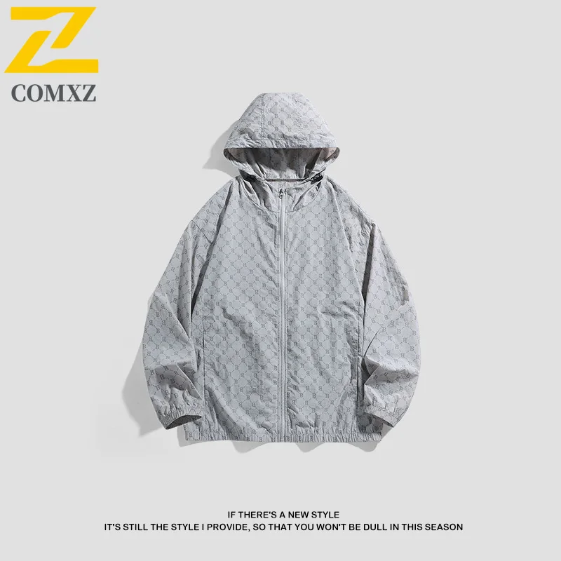 سترة حماية من الأشعة فوق البنفسجية بطباعة جرافيك للزوجين بعامل حماية من الأشعة فوق البنفسجية 50+ سترة واقية ليلية من الحرير الجليدي مع تصميم تفاعلي لملابس الشارع الخارجية #1