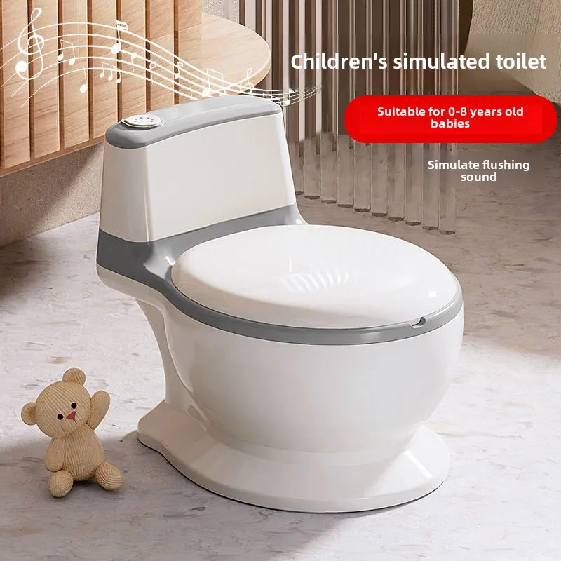 Children's 1:1 Simulation Toilet PU Seat Separate Toilet Trough Boys and Girls Toilet Training Toilet Simulated Flushing Sound