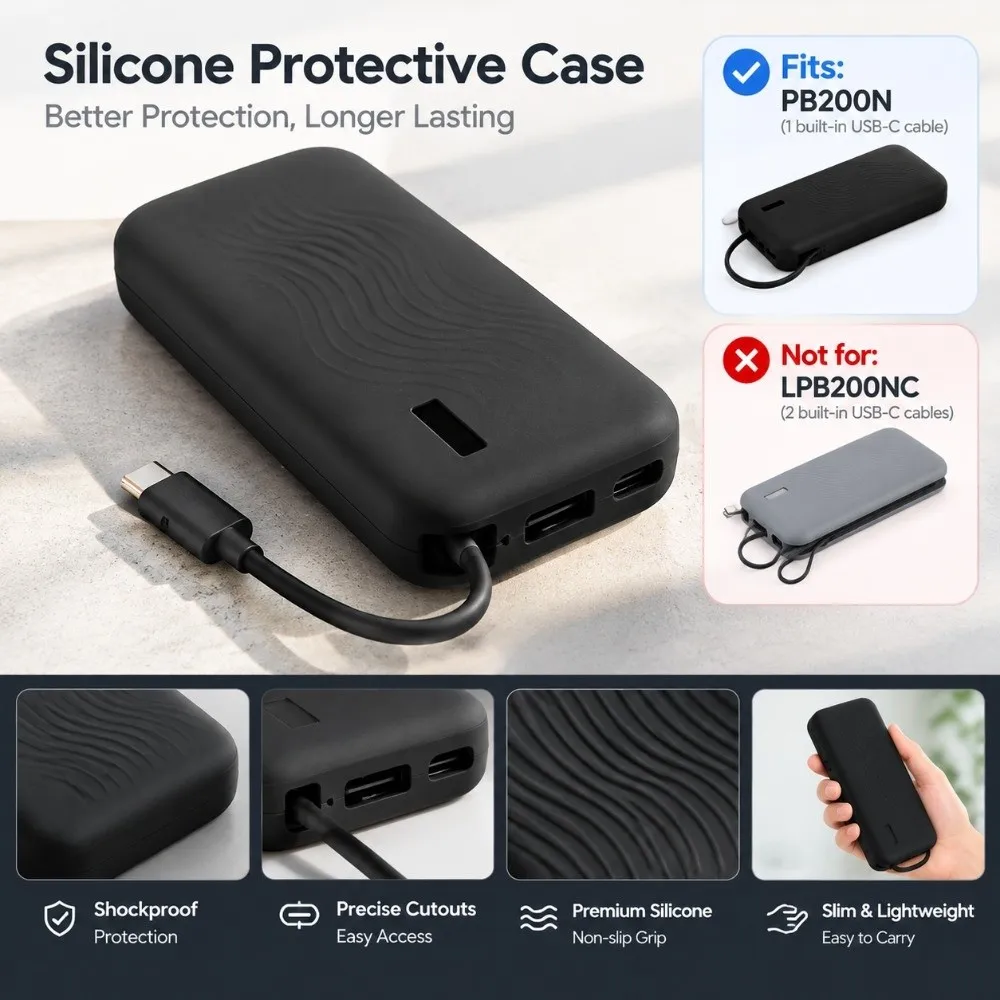 Silicone Portable Charger Protective Case Anti-fall Shockproof Carrying Organizer Sleeve for CUKTECH CP25 PB200N 20000mAh 55W