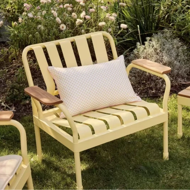 

Outdoor metal tables and chairs courtyard plastic wood waterproof open-air balcony leisure table and chair