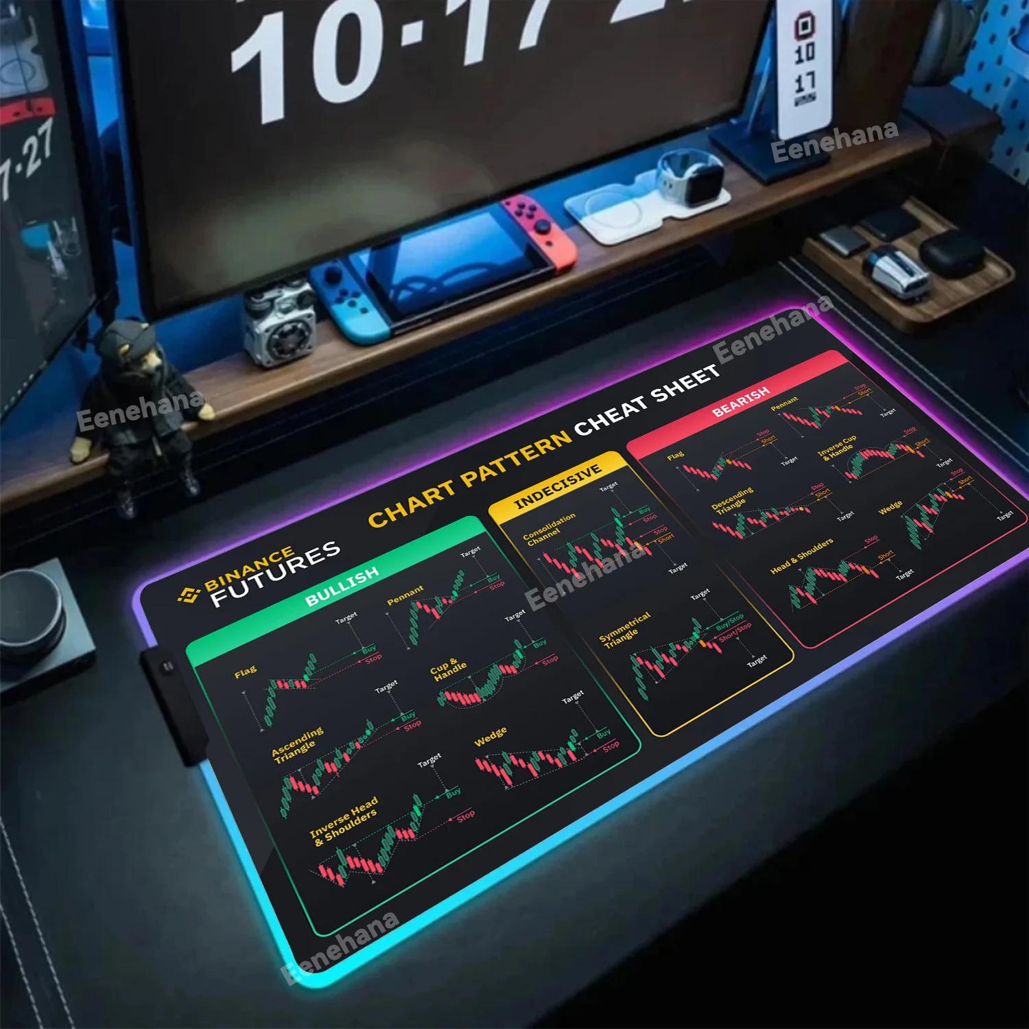 

Коврик для мыши RGB, настольный коврик, большой график тридера, подсвечник, светящийся прошитый край, резиновая основа, коврик для клавиатуры, коврик для мыши
