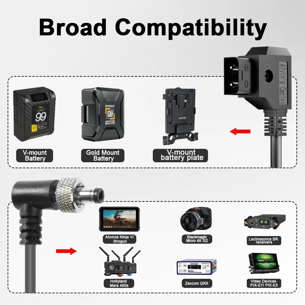 Alvin's Cables Locking DC 5.5 2.1 to D Tap Spring Power Cable for Video Devices PIX-E7 PIX-E5 7 Touchscreen Display Hollyland Ma