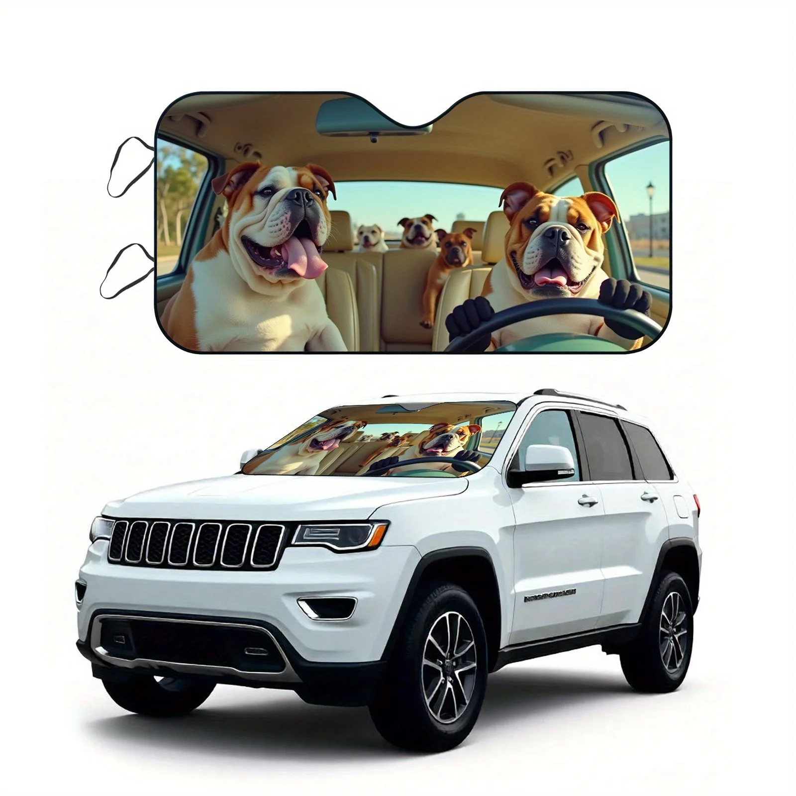 

1 шт., солнцезащитный козырек на лобовое стекло Bulldog Driving Car Design — портативная складная посадка, прочная солнцезащитная ткань для уменьшения тепла и бликов