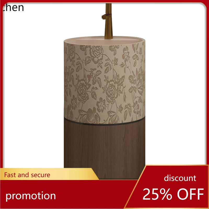 

Новая китайская ретро-тумба для умывальника ZML с интегрированной раковиной, квадратная/круглая, с текстурой под дерево, на колоннестойке