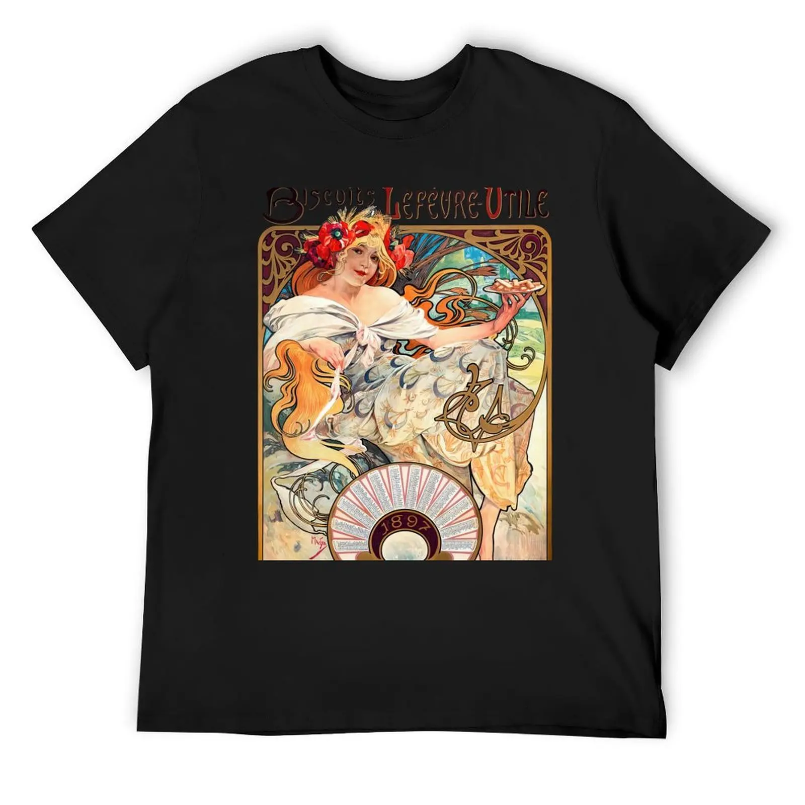 

Biscuits Lefèvre-Utile by Alphonse Mucha. Art Nouveau Poster T-Shirt croswit shirt man anime tshirt men graphic t shirts
