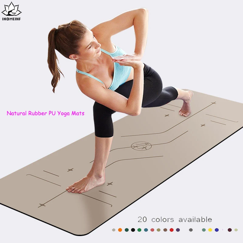 New Position Line Natural Rubber PU Yoga Mat Eco Friendly Fitness Anti Slip Sweat-absorbing Gymnastics Mat for Home, Pilates