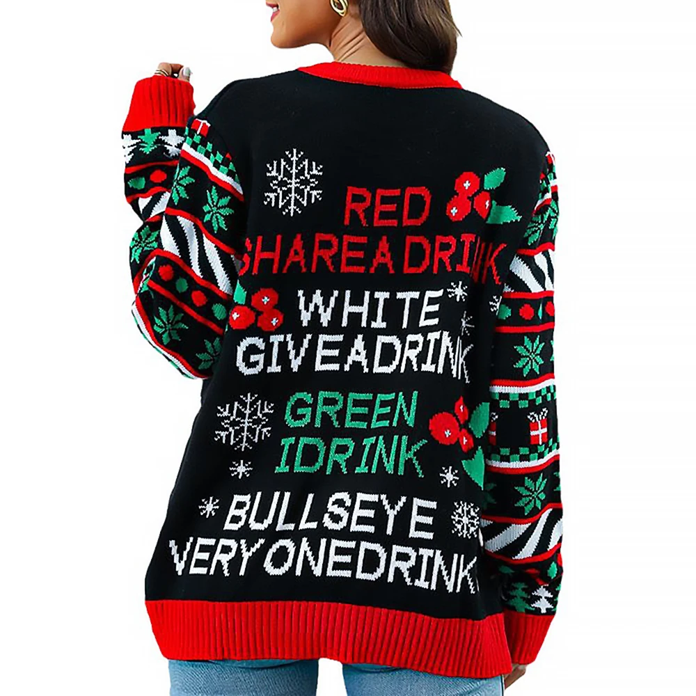 Kersttrui met lange mouwen voor dames Herfst Winter Nieuwe Europese Amerikaanse stijl Sticky Ball-gebreide kleding