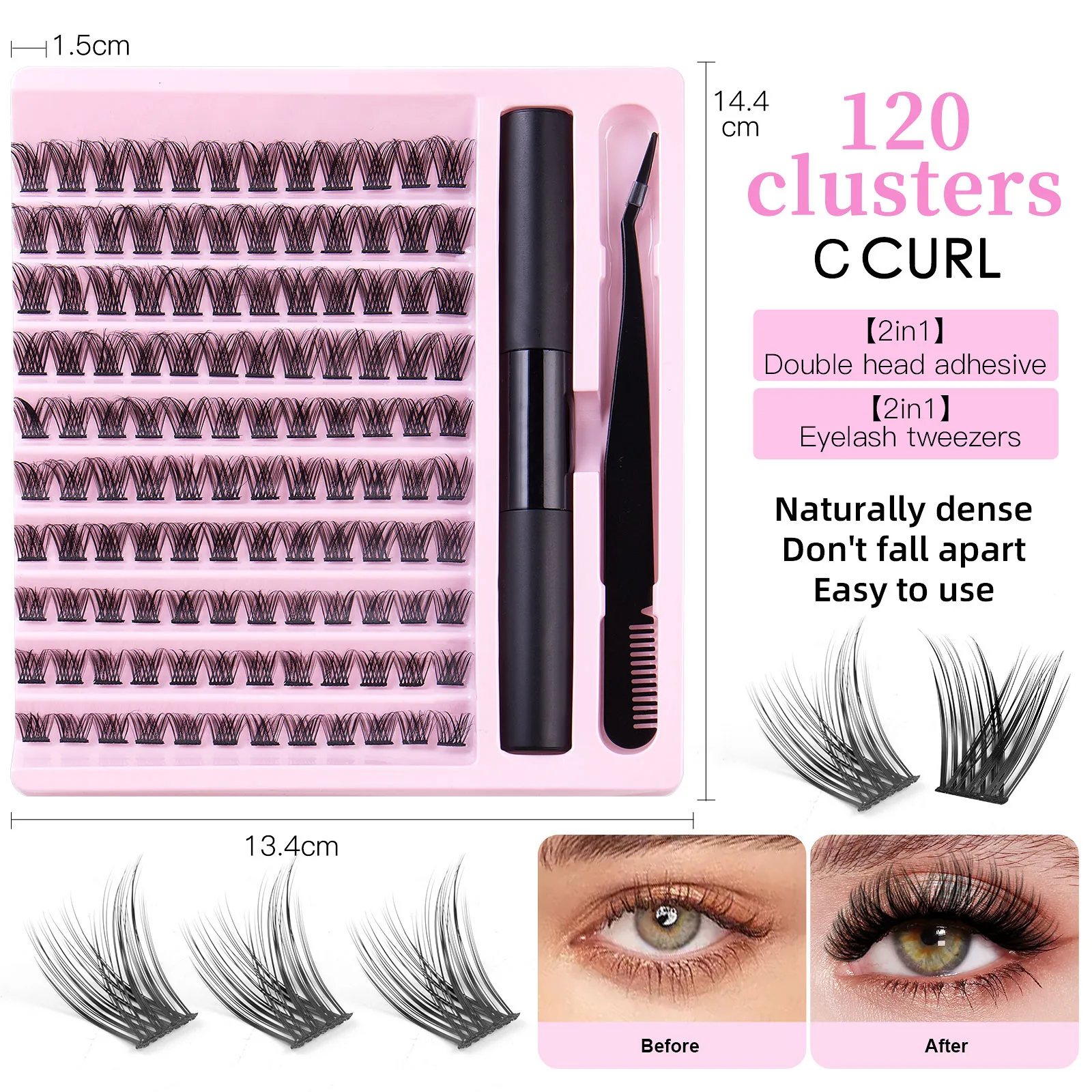 DIY Eyelashes Extensions Kit False Eyelashes 120 Mix Clusters Makeup Lashes With Tweezers and glue