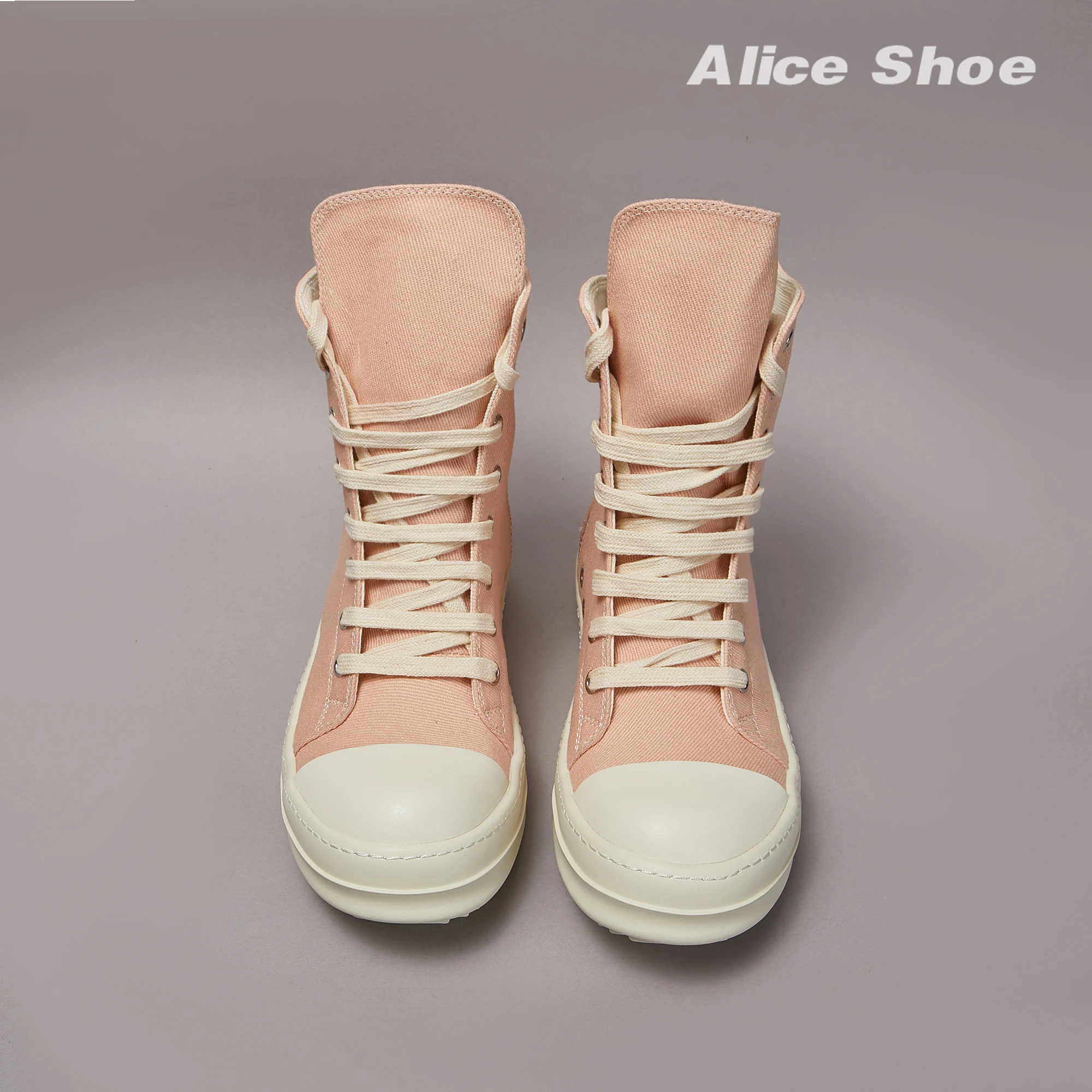 

Ricks Casual Men Shoe High Top Women Sneaker Quality Apricot Designer owen Fashion Zipper Thick-sole Platform Canvas Ankle Boot