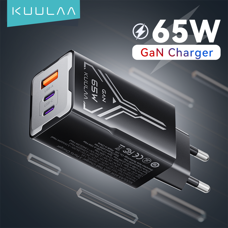  KUULAA 65W GaN Charger Quick Charge 4.0 3.0 Type C PD USB Charger for iPhone 15 14 13 Pro Max Fast Charger For Laptop PD Charger 