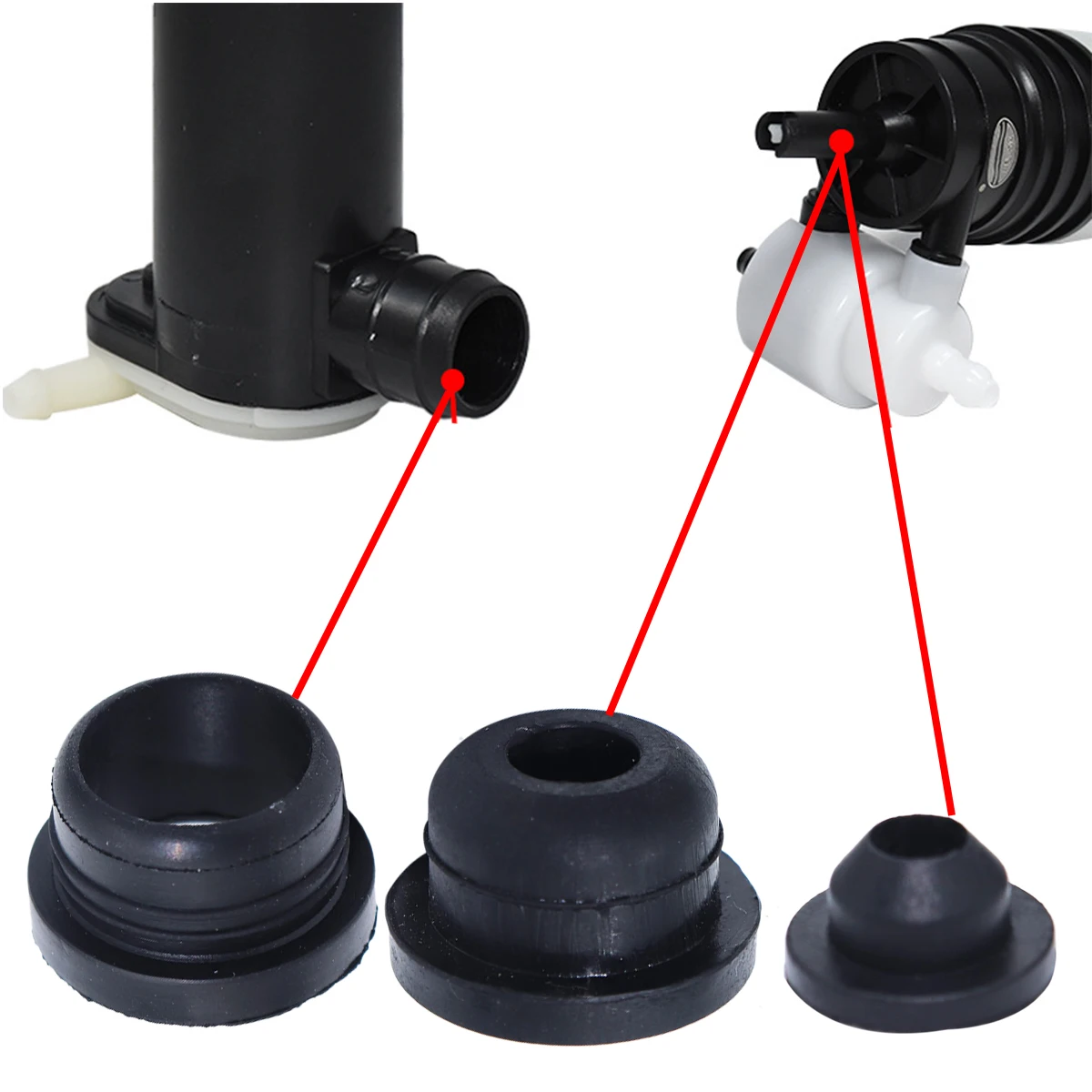 3pcs Universal Car Washer Pump Grommet Windscreen Windshield Headlight Seal plug Rubber Gasket Reservoir Water Bottle Leaking