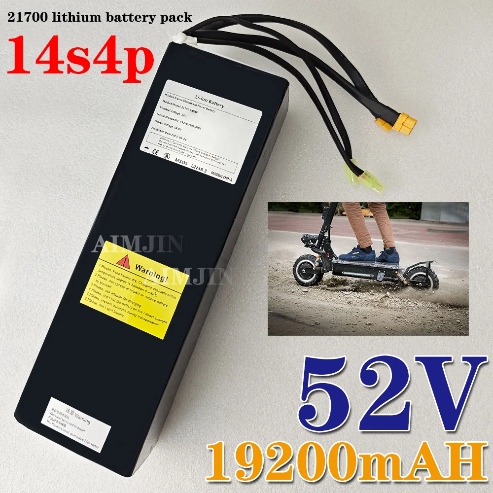 14S4P Rechargeable Lithium Battery Pack 52V 19200mAh 21700 battery Suitable For Dual Drive Scooter with BMS