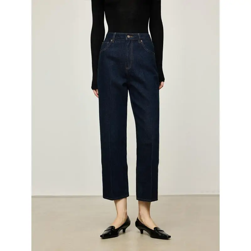 

Джинсы Maxdutti высшего качества 2026: скандинавский минимализм, укороченные, темно-синие, прямые, женские джинсовые брюки, женская одежда