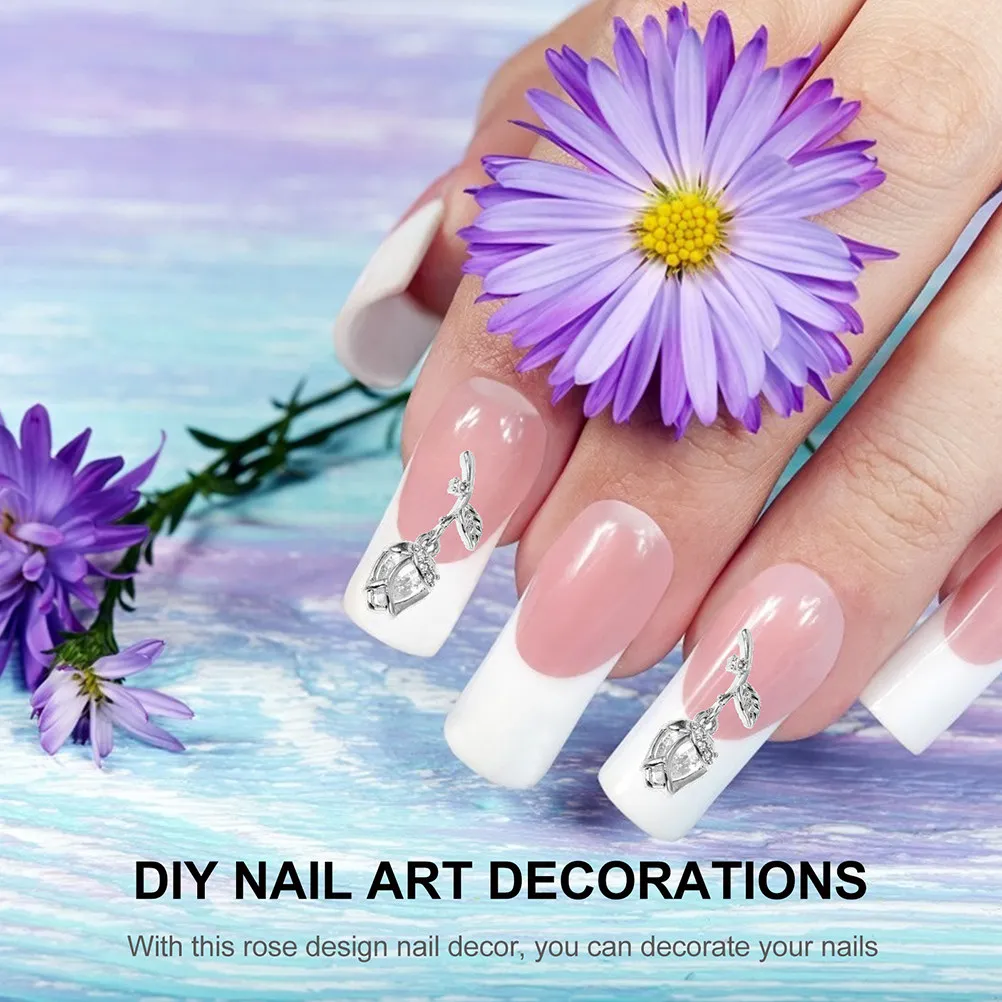 

2Pcs Nail Art Rose Decoration Premium Quality Delicate DIY Manicure Decor Creative Nail Craft Supplies for Natural Artificial