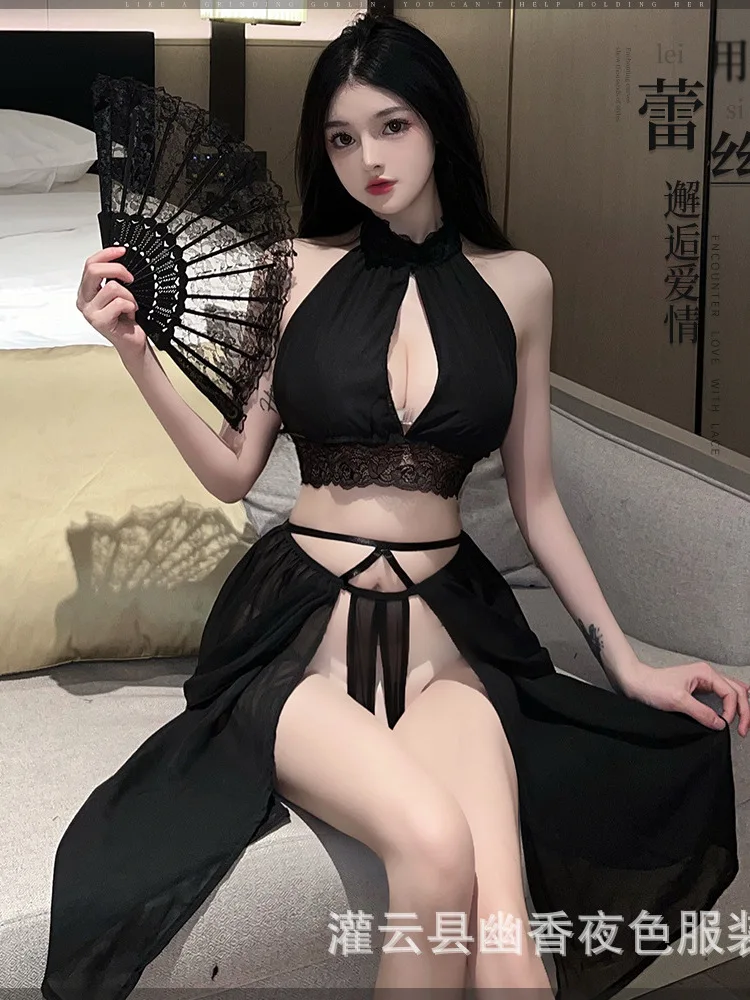 Exotic Mini Dress Hot Sexy Kroean Women Tops 2024 New Underwear For Women Pure Desire Transparent Lace Sexy Dress Elegant S904