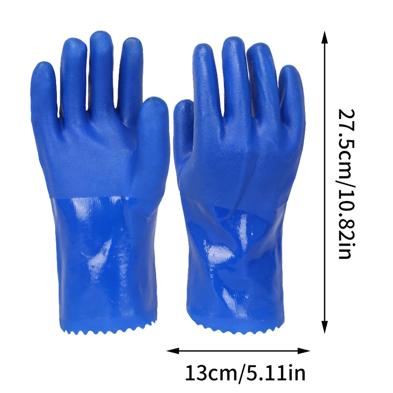 Guantes resistentes al aceite para hombre y mujer, manoplas protectoras industriales de algodón con revestimiento azul, ácido alcalino, productos químicos nocivos, 1 par