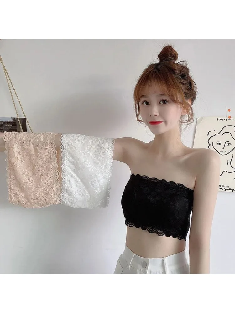 Été femmes soutien-gorge haut sans bretelles femme Sexy dentelle Invisible Lingerie dames sous-vêtements bustier tubulaire solide Bralette décontracté réservoir culture hauts