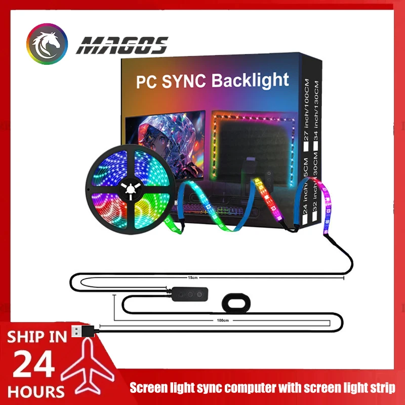 Computer Monitor Ambilight Lights PC E-Sport Gamer Ambient RGB Strip, Desktop Computer Display AURA LED 5V USB Software Control