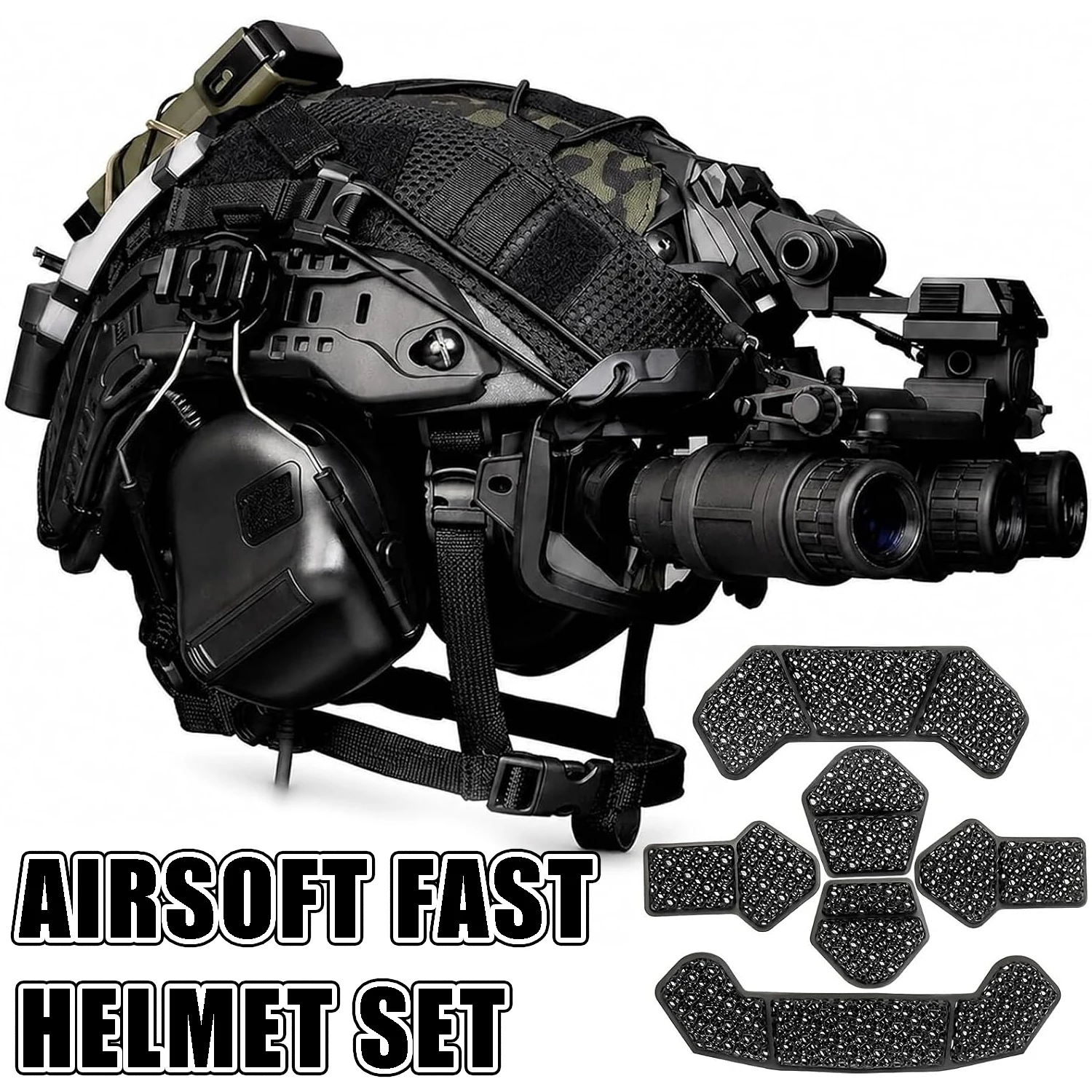 Airsoft FAST Adjustable Helmet Set with Nano High Shock-Absorbing Pads PJ type Tactical Helmet Upgraded Adjustable System