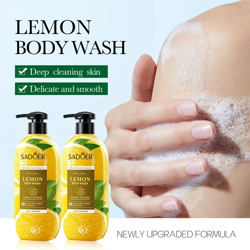 

400ml Lemon Shower Gel, Hypoallergenic Properties, Alcohol-Free, Moisturizing, Nourishing Skin Care, Refreshing and Oil-Controlling, Suitable for All Year Round, Which Can Easily Control Oil and Clean Dirt with Long-Lasting Fresh Fragrance Rich Foam, Non-