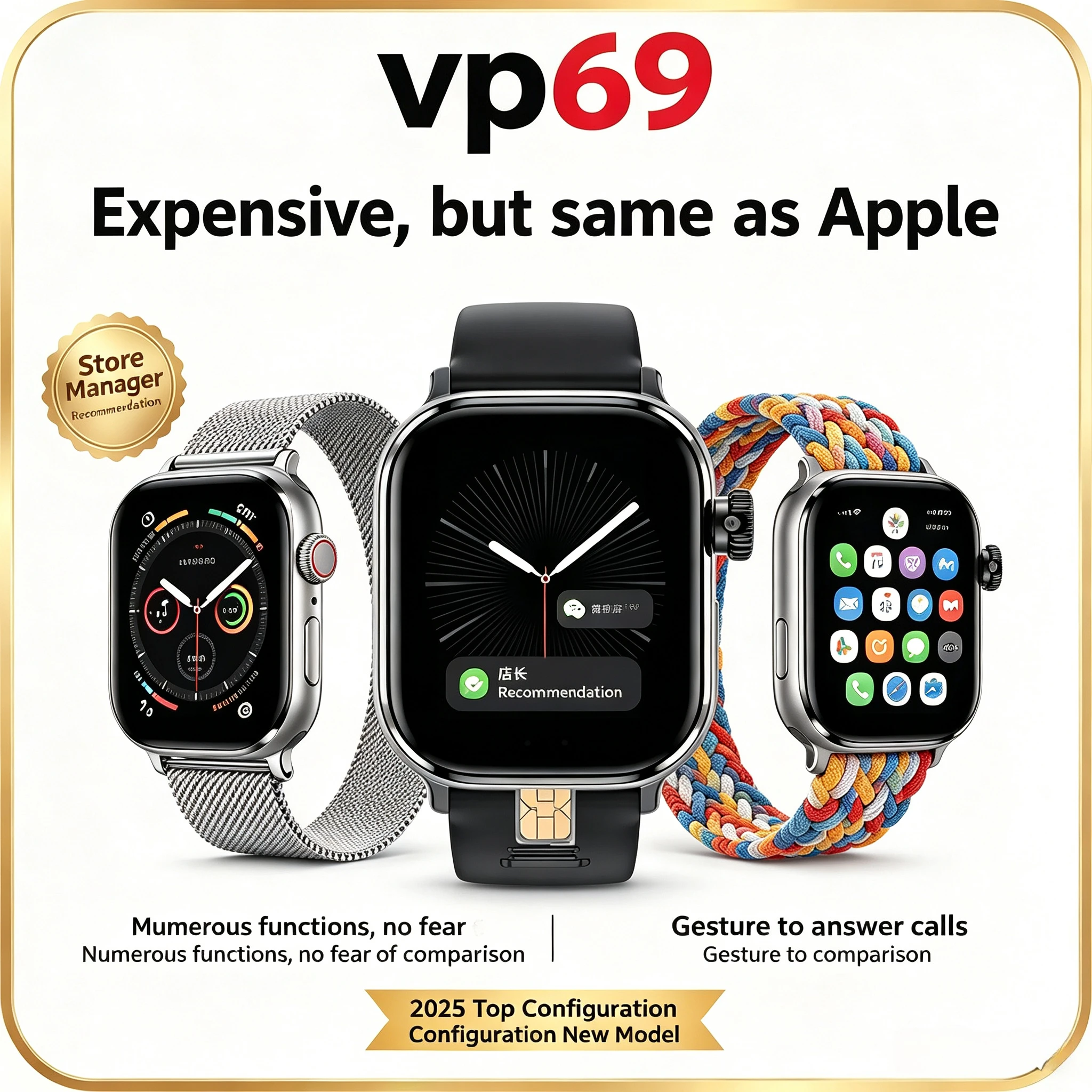 VP69 New 2.29-inch Amoled Android 10.0 5G full Netcom Smart Watch Smartwatch With Rotating Camera GPS WIFI 4G/5G Sim Card Slot