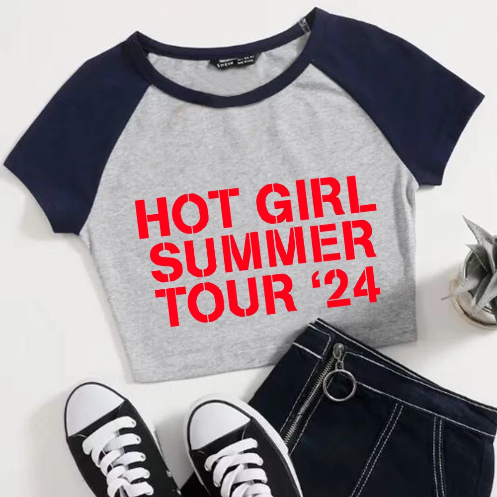 Hot Girl Summer Tour '24 t-shirt musica popolare ragazze Streetswear o-collo ombelico camicia esposta regalo dei fan di Megan