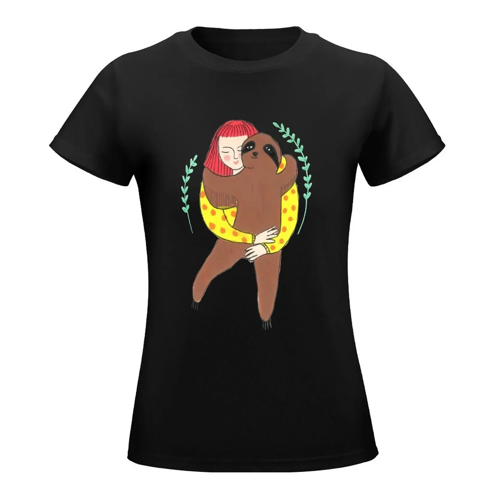 Girl and her sloth friend T-Shirt vintage clothes tees cute clothes Top Women