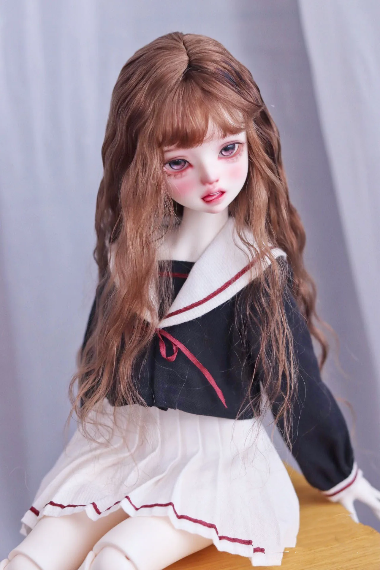 Silver Brown Mohair Wig, 1/4 BJD Doll Hair Free Shipping