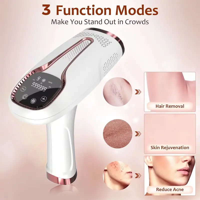 Dispositivo de depilación IPL de 990000 Flashes, utensilio de depilación permanente indoloro con niveles de potencia ajustables para cuerpo, Bikini, cara en casa