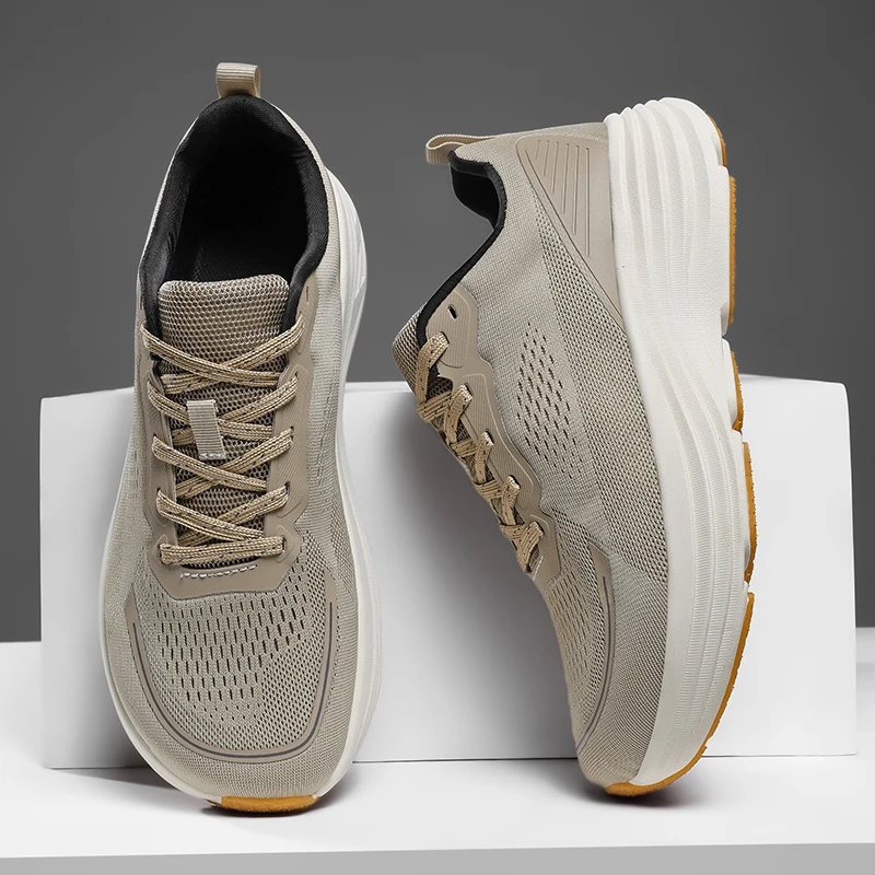 

Fashionable Men's Sports Running Shoes, Mesh Breathable Spring Marathon Thick Soled Running Shoes, Sizes 39-48