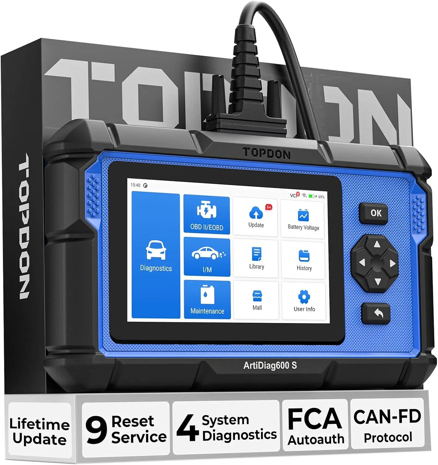 

OBD2 Scanner with 9 Reset Services, ABS/SRS/AT/Engine Diagnostics, Free Lifetime Updates for Cars After 1996