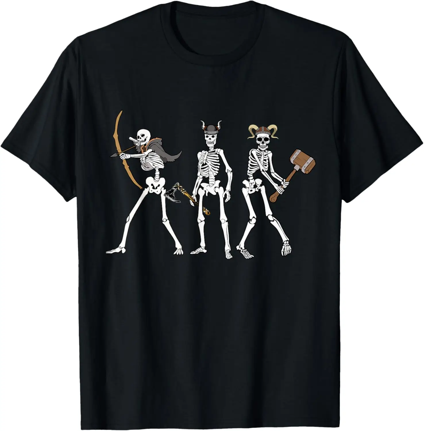 

Nordic Warrior Skeleton Valhalla Funny Scary Halloween T-Shirt 100% Cotton O-Neck Short Sleeve Casual Mens T-shirt Streetwear