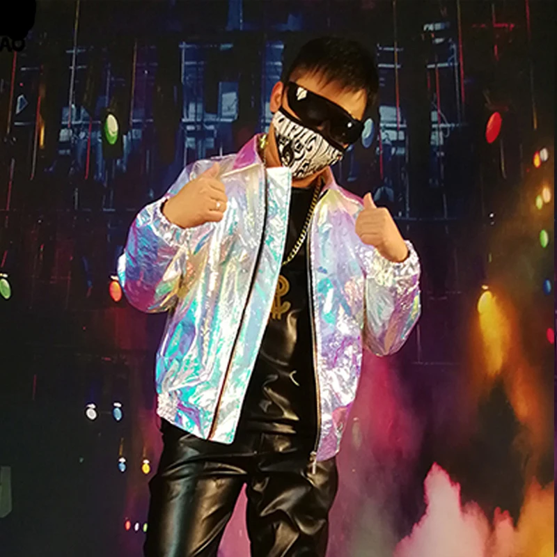 Nightclub Gogo Dance Costume For Male Laser Jacket Hip Hop Street Dance Performance Clothes Singer Dancer Stage Coat