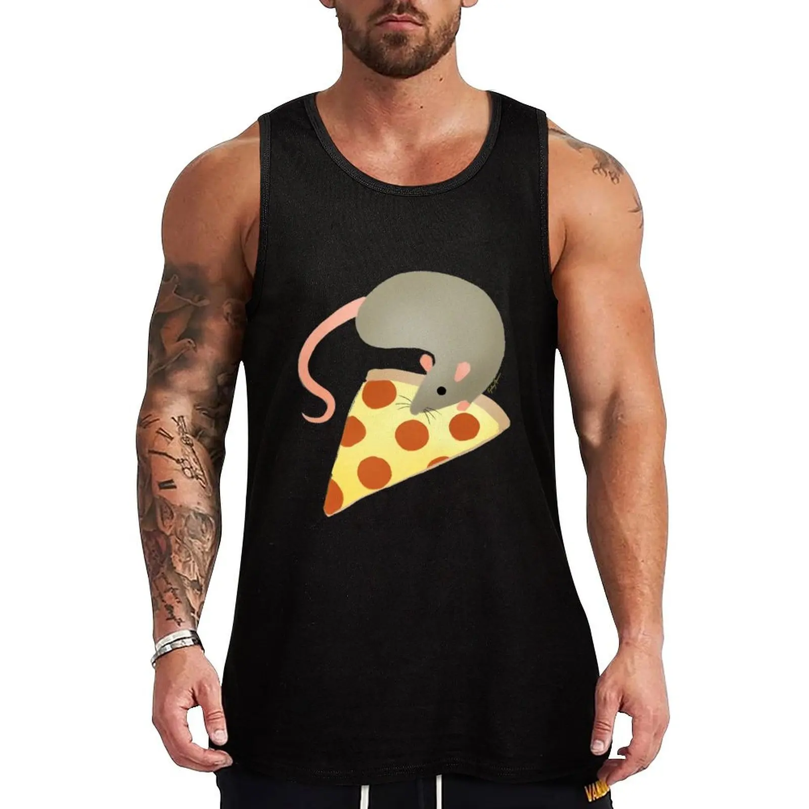 NYC Rats ?? Pizza Scoop Tank Top Men's sleeveless t-shirts for Men's gym Men's t-shirts men clothes