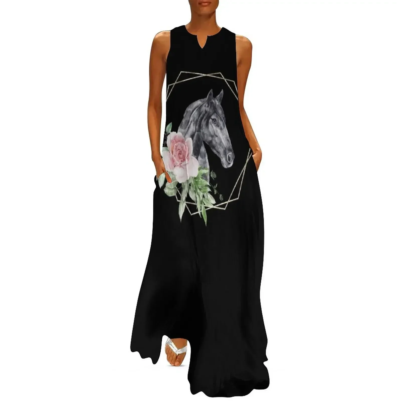 

Watercolor horse with floral frame Long Dress dresses for women wedding dresses for woman ceremony dresses Dress