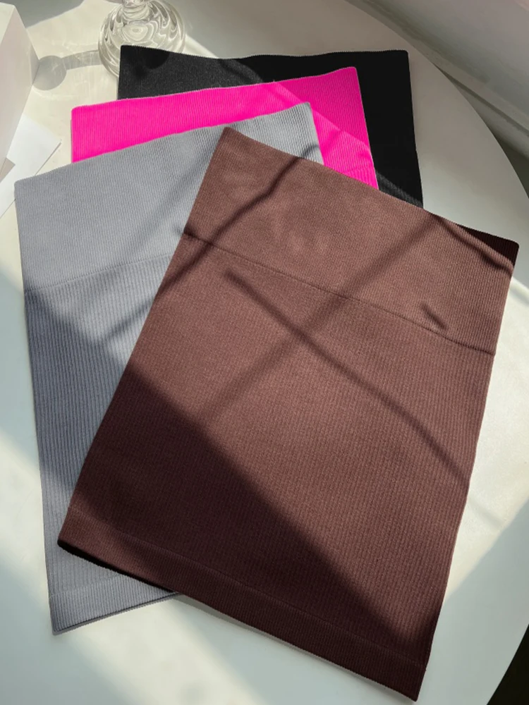 Veelzijdige korte Koreaanse rok effen kleur dunne elastische hoge taille vintage sexy slanke all-match korte rokken casual minirok NIEUW