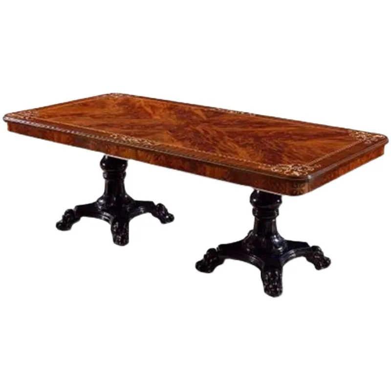 

European long dining table French inlaid shell parquet table European dining table and chairs
