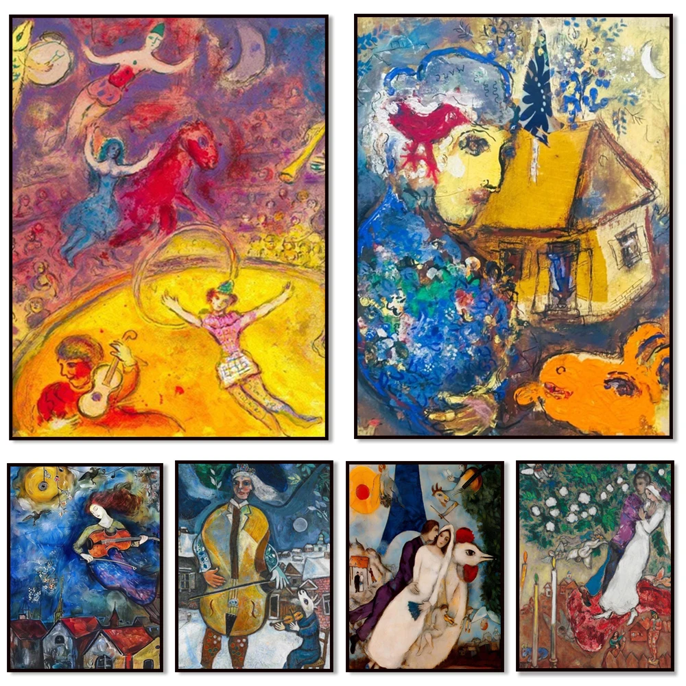 مارك شاجال "الساليست"، منظر طبيعي، صورة لشعراء الأحلام والألوان، ملصق معرض فني مارك تشاجال، التعبير