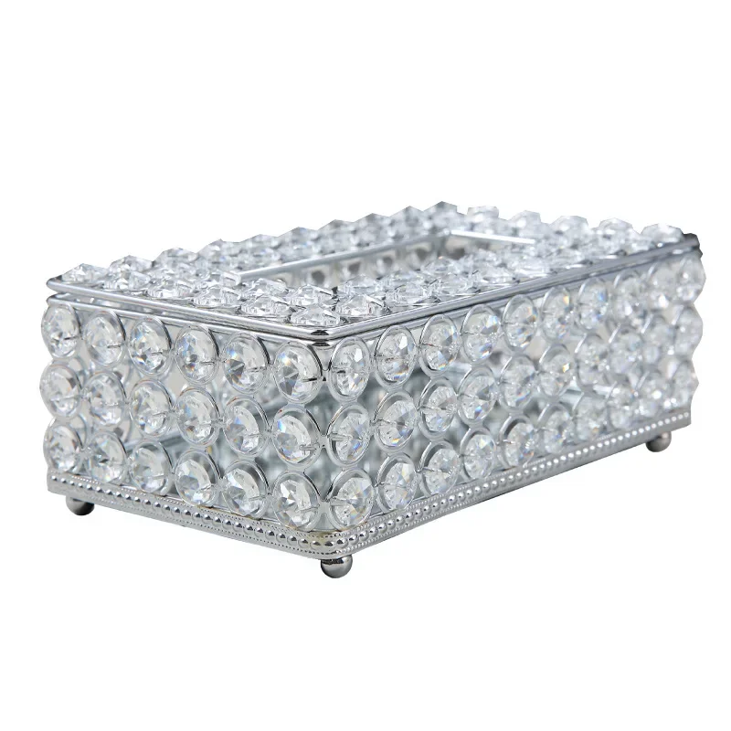 European Style Light Luxury High-end Exquisite Crystal Tissue Box Storage Box Decoration High-end