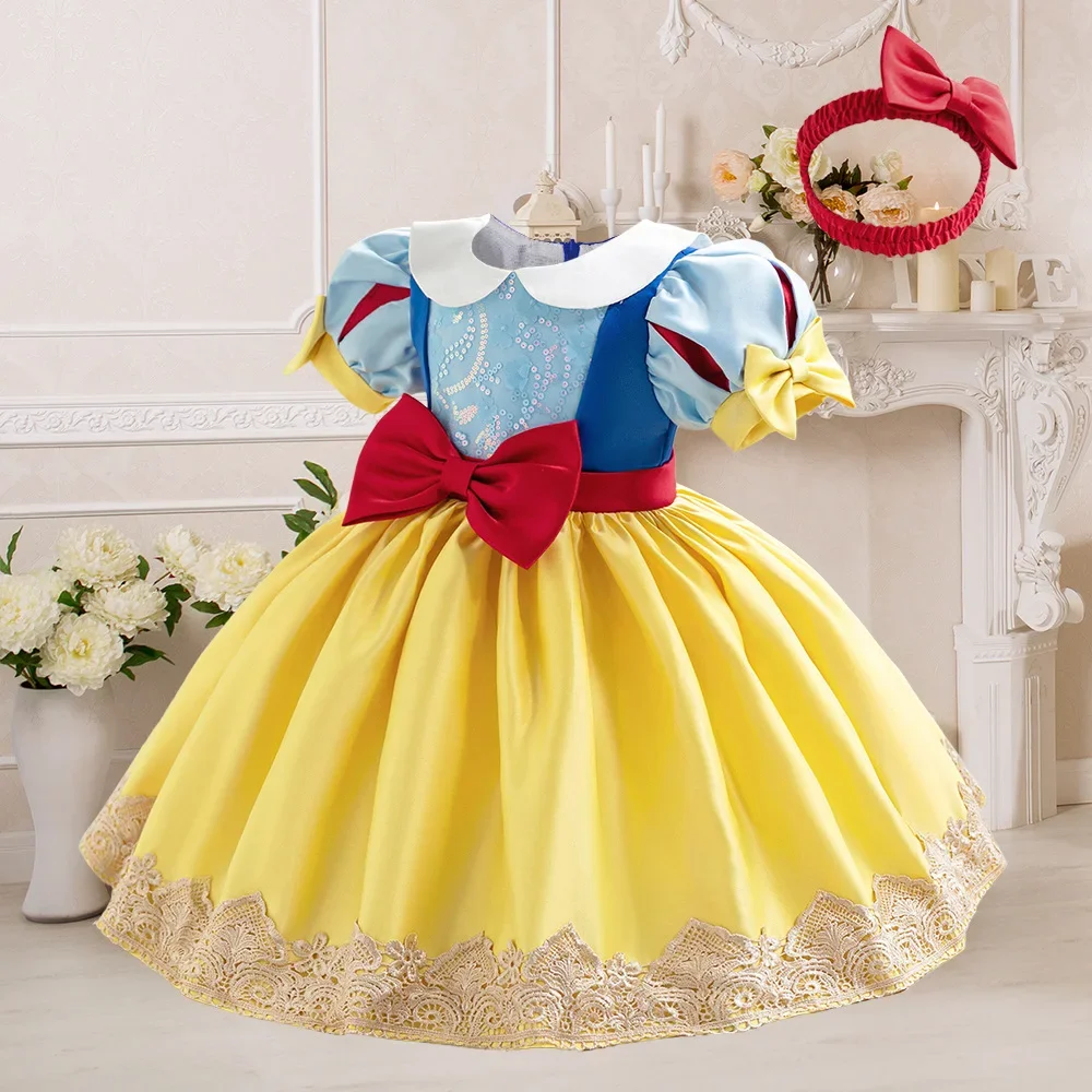 Yellow Tutu Party Dress For Girls 2pcs Girl Princess Dresses Toddler Vintage Birthday Tulle Gown Infant Daily Holiday Costumes