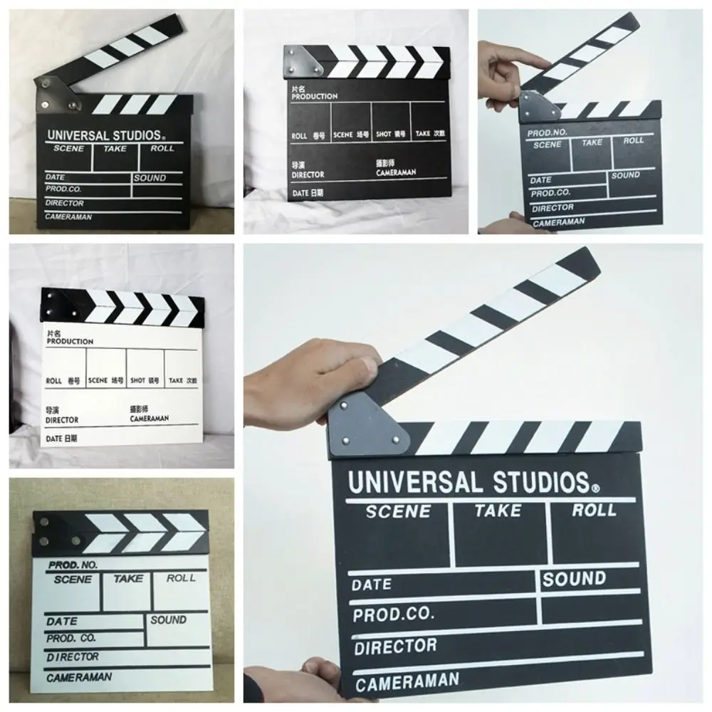 

1pc Director Video Scene Clapperboard Wooden TV Movie Cinema Clapboard Photography Prop for Vlog Recording Hanging Decoration