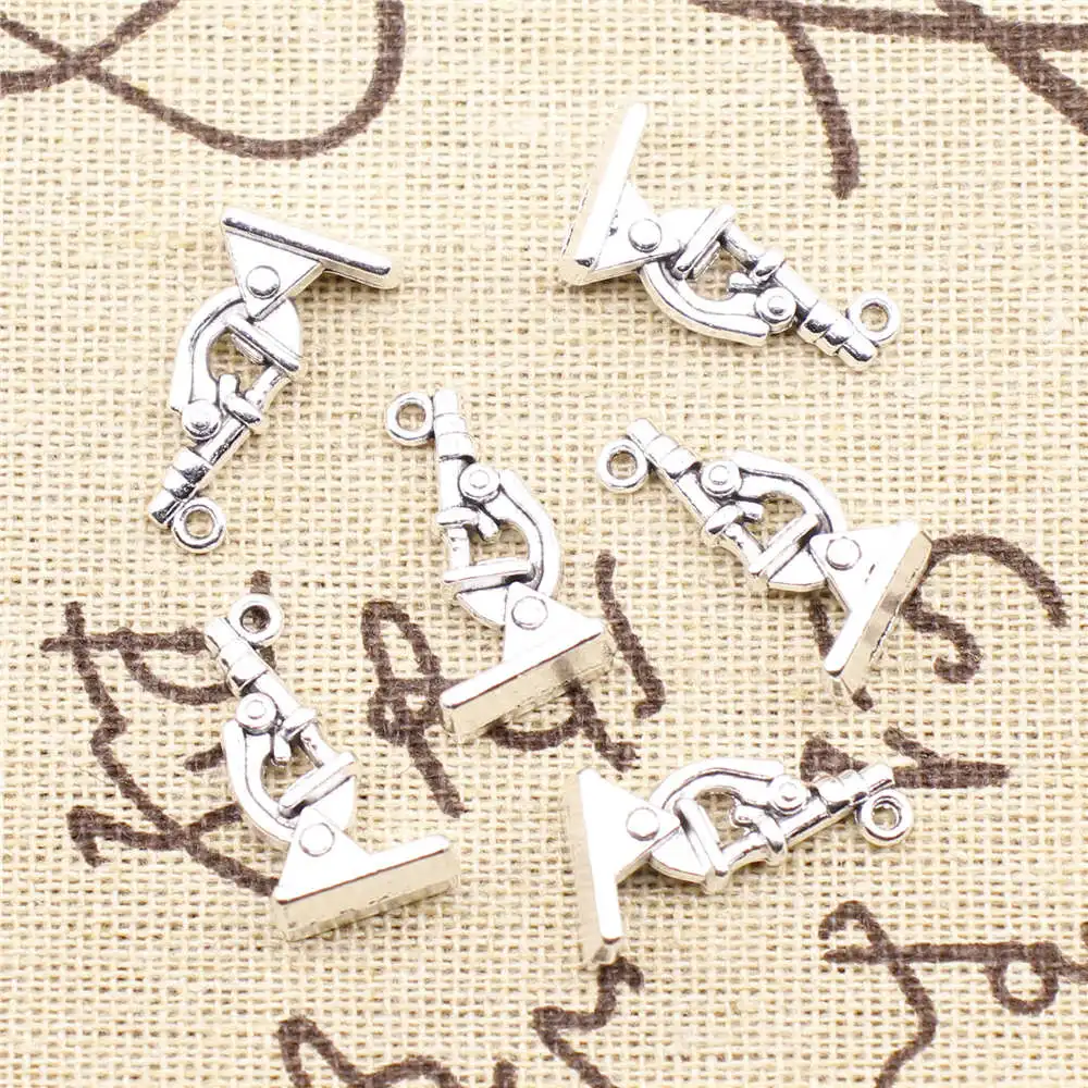 Jewelri Make Accessori Charms Microscope Antique Silver Color Jewelry Making Pendant 12x21mm 5pcs