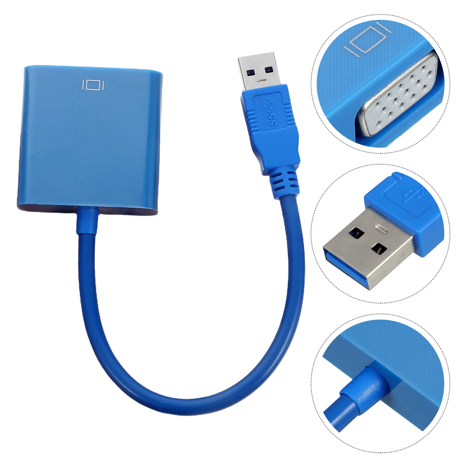 

Usb 3.0 To Vga Adapter Cable For Monitor External Display Converter Support 7 8 10 Plug Play No Power Blue