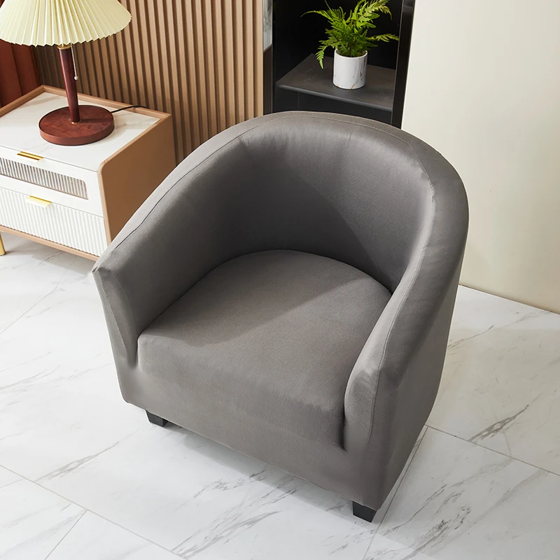 solid Club Chair Slipcover Stretch Barrel Chair Covers Printed Tub Chair Slipcovers Soft Spandex Armchair Sofa Cover Removable