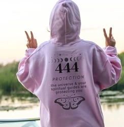 Angel Number Hoodie 444 Hoodies Butterfly Moth Hoodie Moon Phases Celestial Hoodie, Spiritual Clothing Y2k Clothes Pullover Tops